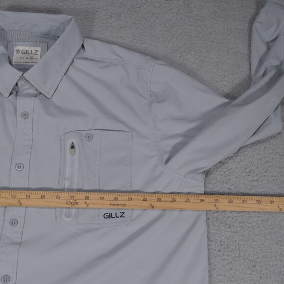 Gillz Shirt Mens XXL Gray Performance Fishing Vented Stretch Outdoor Button Up - Picture 10 of 16